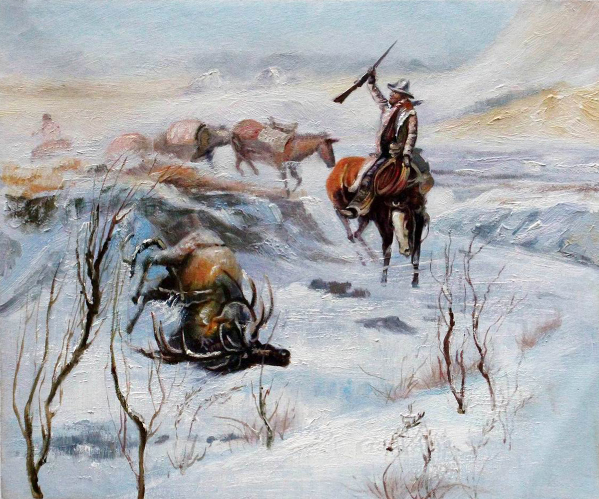 Christmas Dinner for the Men on the Trail - Charles Marion Russell Paintings